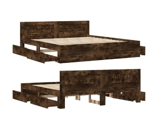 Gultas Rāmis Ar Galvgali, Ozolkoka Krāsā, 200X200 Cm Vidaxl