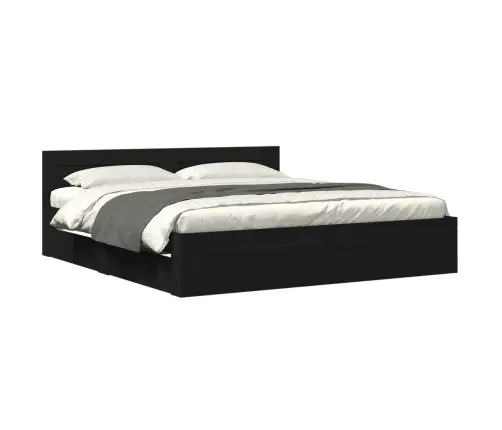 Gultas Rāmis Ar Galvgali Bez Matrača, Melns, 180X200 Cm Vidaxl