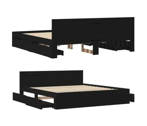 Gultas Rāmis Ar Galvgali Bez Matrača, Melns, 180X200 Cm Vidaxl