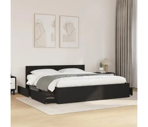 Gultas Rāmis Ar Galvgali Bez Matrača, Melns, 180X200 Cm Vidaxl