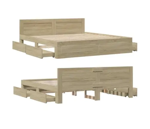 Lovos Rėmas Su Galvūgaliu, Ąžuolo, 180X200cm Apdirbta Mediena