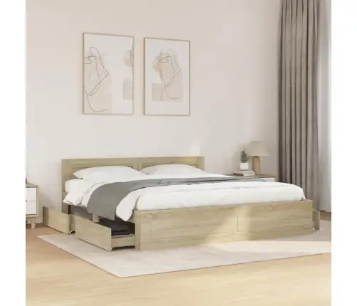 Lovos Rėmas Su Galvūgaliu, Ąžuolo, 180X200cm Apdirbta Mediena