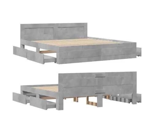Lovos Rėmas Su Galvūgaliu, Betono, 180X200cm Apdirbta Mediena