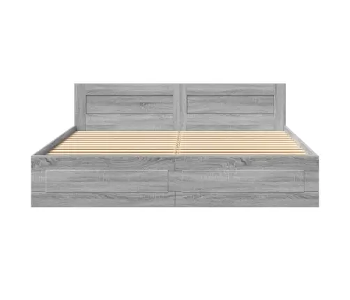 Gultas Rāmis Ar Galvgali, Pelēka Ozola, 180X200 Cm Vidaxl