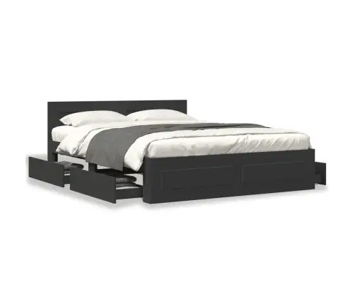 Gultas Rāmis Ar Galvgali Bez Matrača, Melns, 160X200 Cm Vidaxl