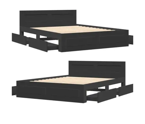 Gultas Rāmis Ar Galvgali Bez Matrača, Melns, 160X200 Cm Vidaxl