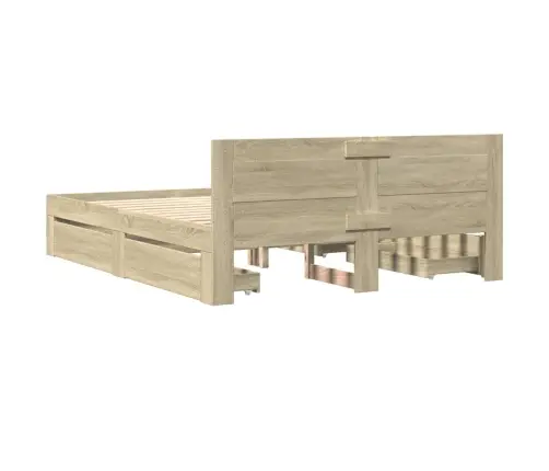 Voodiraam Peatsiga, Sonoma Tamm, 160 X 200 cm Tehispuit