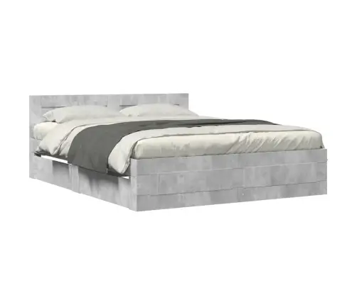 Gultas Rāmis Ar Galvgali, Pelēks, 160X200 Cm, Inženierijas Koks Vidaxl