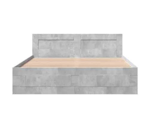 Gultas Rāmis Ar Galvgali, Pelēks, 160X200 Cm, Inženierijas Koks Vidaxl