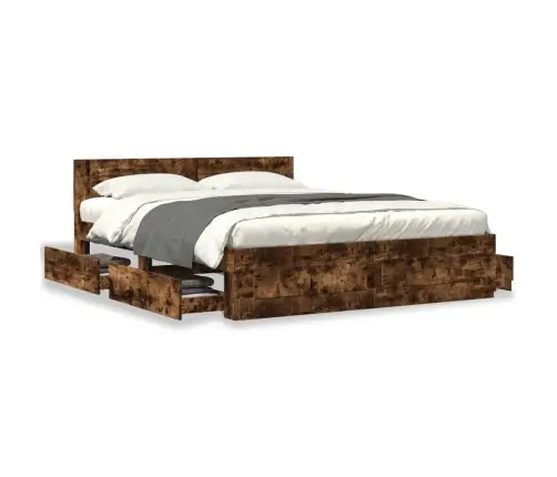 Voodiraam Peatsiga, Suitsutatud Tamm, 160 X 200 cm Tehispuit