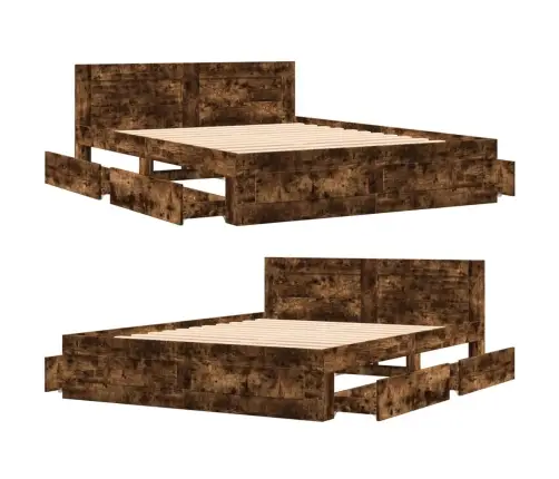 Voodiraam Peatsiga, Suitsutatud Tamm, 160 X 200 cm Tehispuit