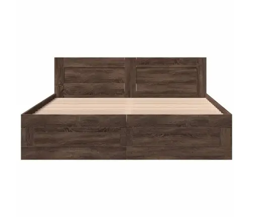 Gultas Rāmis Ar Galvgali, Brūns, 160X200 Cm, Inženierijas Koks Vidaxl