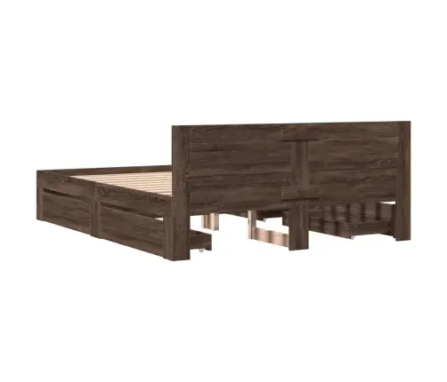 Gultas Rāmis Ar Galvgali, Brūns, 160X200 Cm, Inženierijas Koks Vidaxl