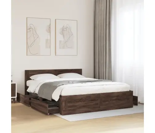 Gultas Rāmis Ar Galvgali, Brūns, 160X200 Cm, Inženierijas Koks Vidaxl