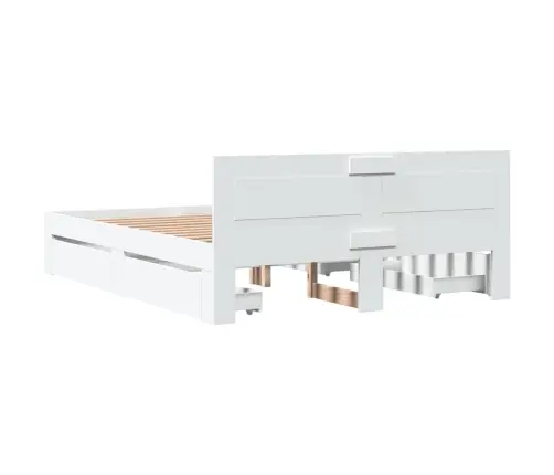 Gultas Rāmis Ar Galvgali, Balts, 150X200 Cm, Inženierijas Koks Vidaxl