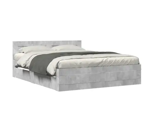 Gultas Rāmis Ar Galvgali, Pelēks, 150X200 Cm, Inženierijas Koks Vidaxl