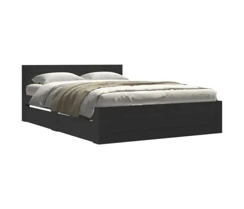 Voodiraam Peatsiga Ilma Madratsita Must 140X200 Cm