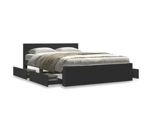 Voodiraam Peatsiga Ilma Madratsita Must 140X200 Cm