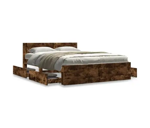 Voodiraam Peatsiga, Suitsutatud Tamm, 140X200 cm Tehispuit