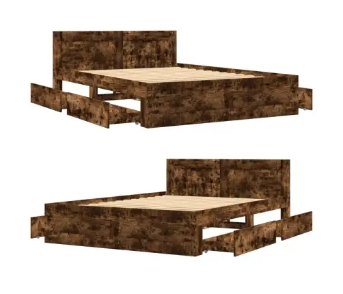 Voodiraam Peatsiga, Suitsutatud Tamm, 140X200 cm Tehispuit