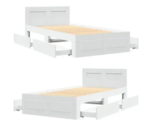 Gultas Rāmis Ar Galvgali Bez Matrača, Balts, 100X200 Cm Vidaxl