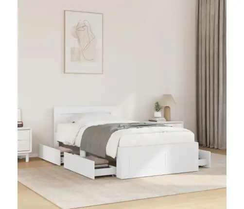 Gultas Rāmis Ar Galvgali Bez Matrača, Balts, 100X200 Cm Vidaxl