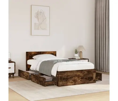 Gultas Rāmis Ar Galvgali, Ozola, 100X200 Cm, Inženierijas Koks Vidaxl