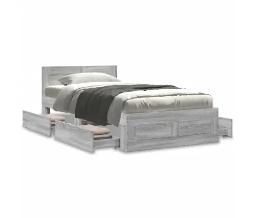 Voodiraam Peatsiga, Hall Sonoma Tamm, 90 X 200 cm Tehispuit