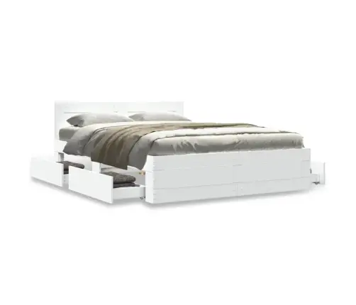 Gultas Rāmis Ar Galvgali Bez Matrača, Balts, 140X190 Cm Vidaxl