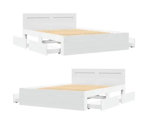 Gultas Rāmis Ar Galvgali Bez Matrača, Balts, 140X190 Cm Vidaxl