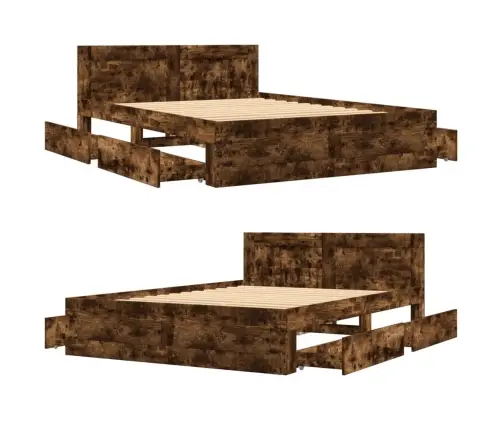 Gultas Rāmis Ar Galvgali, Ozola, 140X190 Cm, Inženierijas Koks Vidaxl