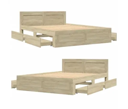 Gultas Rāmis Ar Galvgali, Ozola, 120X190 Cm, Inženierijas Koks Vidaxl