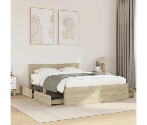 Gultas Rāmis Ar Galvgali, Ozola, 120X190 Cm, Inženierijas Koks Vidaxl