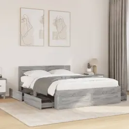Voodiraam Peatsiga, Hall Sonoma Tamm, 120 X 190 cm Tehispuit
