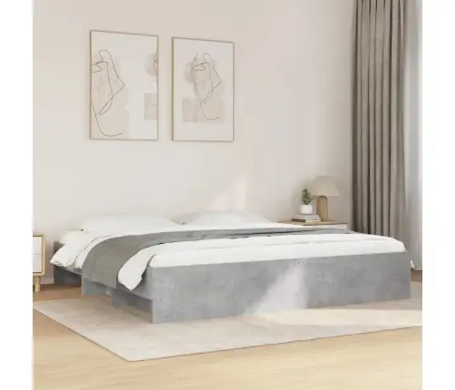 Gultas Rāmis, Betona Pelēks, 200X200 Cm, Inženierijas Koks Vidaxl