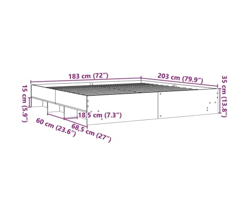 Peatsiga Voodiraam, Ilma Madratsita, Pruun Tamm 180X200Cm