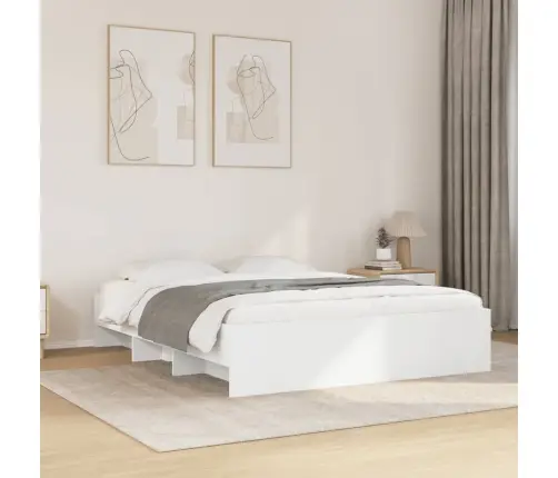 Voodiraam, Valge, 150 X 200 cm Tehispuit