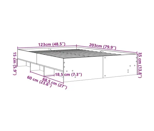 Gultas Rāmis, Pelēka Ozolkoka, 120X200 Cm, Inženierijas Koks Vidaxl