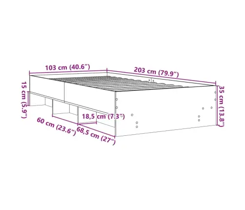 Gultas Rāmis, Pelēka Ozolkoka, 100X200 Cm, Inženierijas Koks Vidaxl