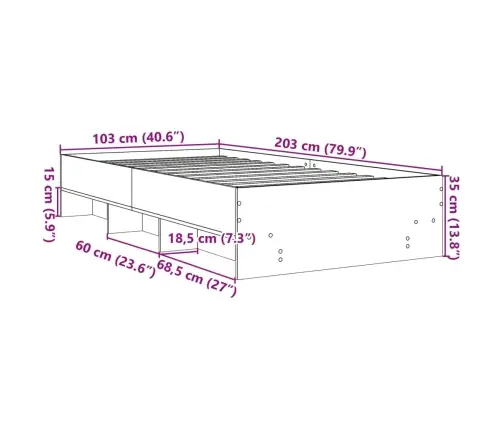 Gulta Bez Matrača, Brūna Ozola, 100X200 Cm, Inženierijas Koks Vidaxl