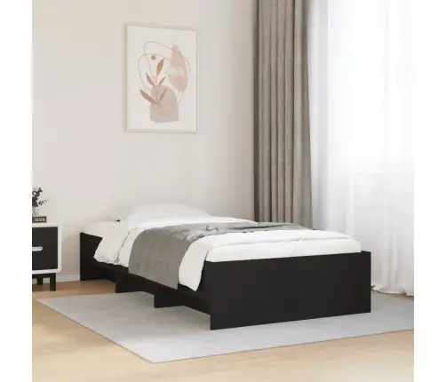 Voodiraam, Must, 90 X 200 cm Tehispuit