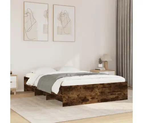 Voodiraam, Suitsutatud Tamm, 135 X 190 cm Tehispuit