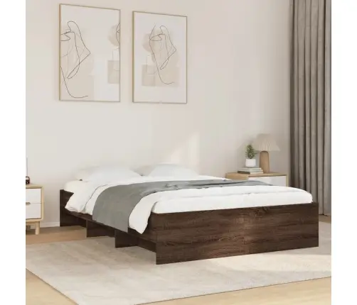 Voodiraam, Pruun Tamm, 135 X 190 cm Tehispuit