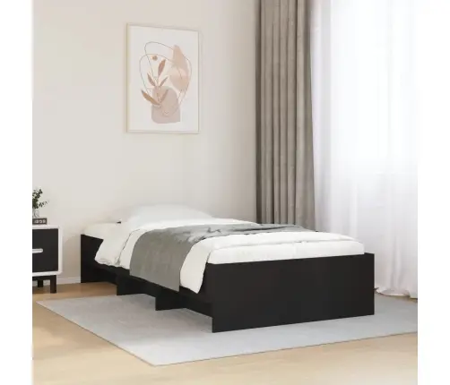 Voodiraam, Must, 90 X 190 cm Teras Ja Tehispuit