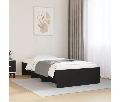 Gultas Rāmis, Melns, 75X190 Cm, Inženierijas Koks Vidaxl