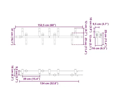 Liugukse Tarvikute Komplekt 152,5 Cm Terasest, Must