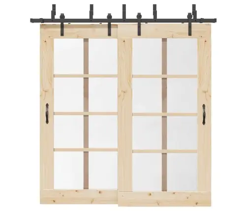 Bīdāmo Durvju Sistēma, 213,5 Cm, Melns Tērauds Vidaxl