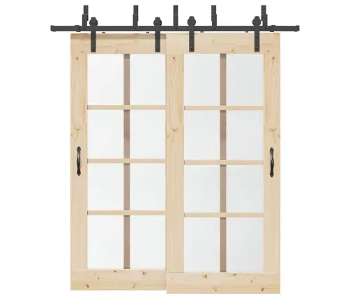 Bīdāmo Durvju Sistēma, 200 Cm, Melns Tērauds Vidaxl