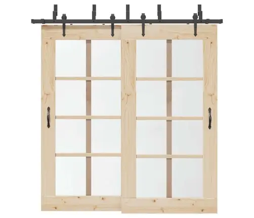 Bīdāmo Durvju Sistēma, 213,5 Cm, Melns Tērauds Vidaxl