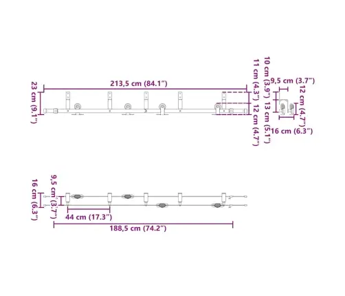 Liugukse Tarvikute Komplekt 213,5 Cm Terasest, Must